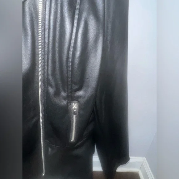 Women’s Jacket (Ashley Stewart Faux Leather Peplum Moto Jacket) - Picture 4 of 5